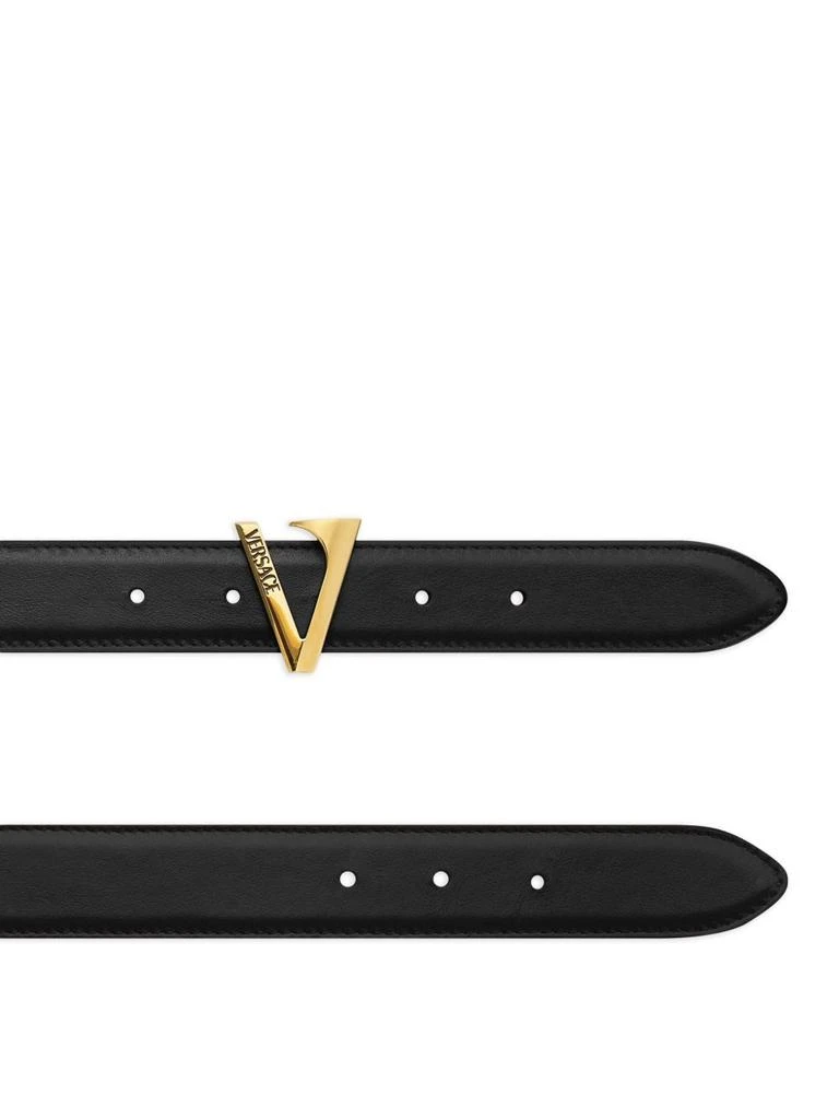 Versace Pointed Black Calf Leather Belt 3