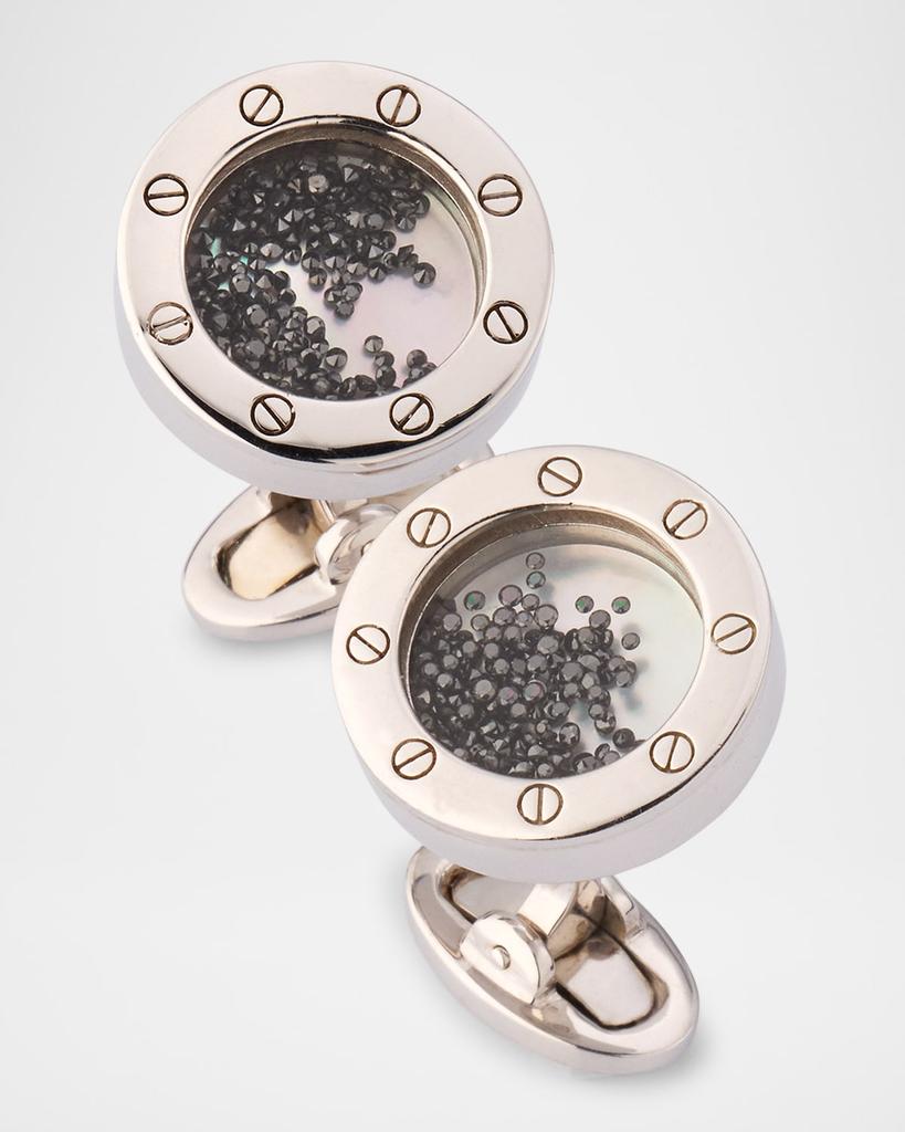 Jan Leslie Men's Sterling Silver Mother-Of-Pearl Cufflinks with Black Diamonds