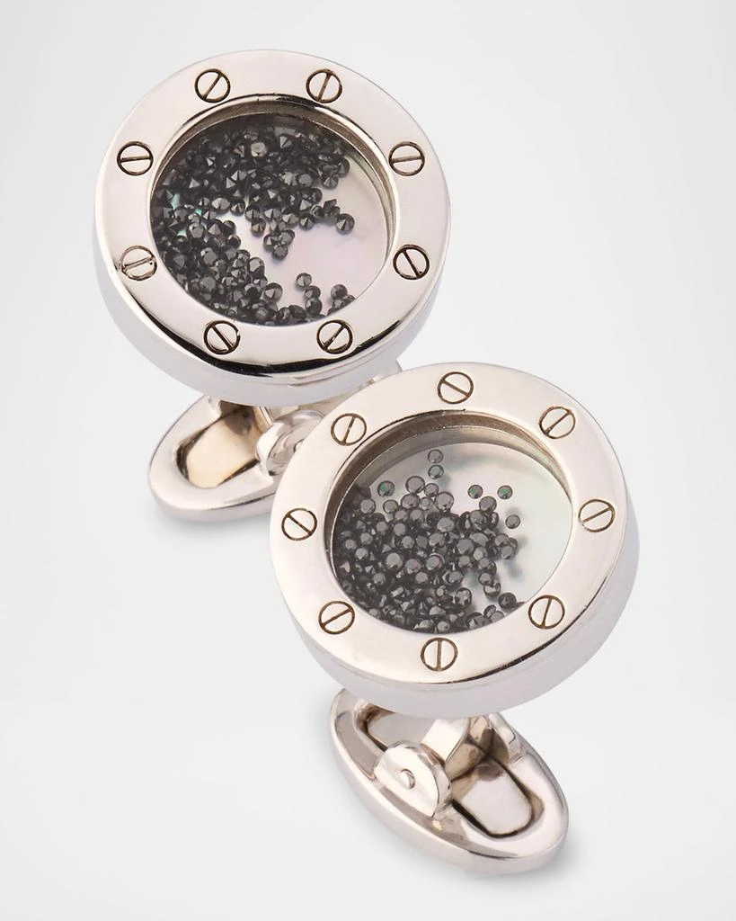 Jan Leslie Men's Sterling Silver Mother-Of-Pearl Cufflinks with Black Diamonds 1