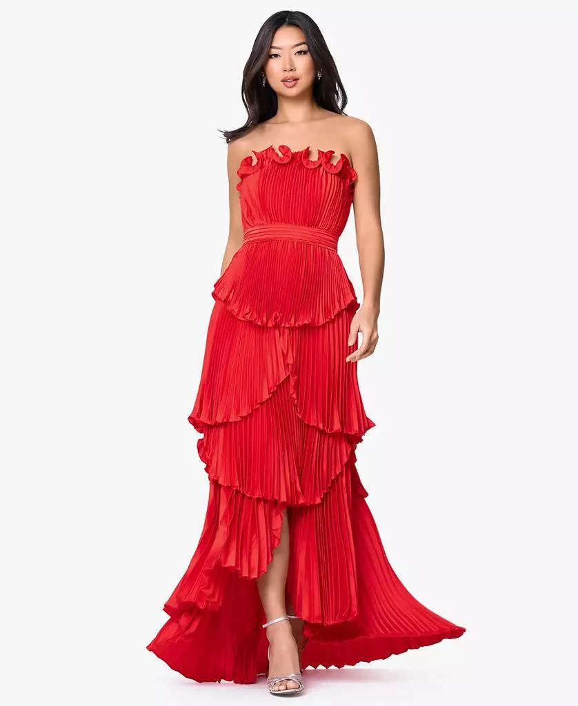 amur reed strapless pleated shell mini dress Amur Reed Strapless Pleated Shell Mini Dress