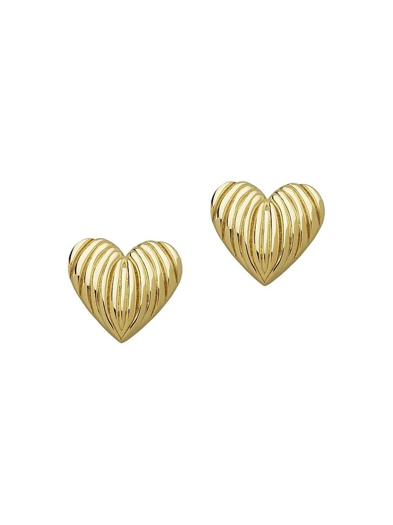 Jennifer Zeuner Luba 18K-Yellow-Gold Vermeil Fluted Heart Stud Earrings 1