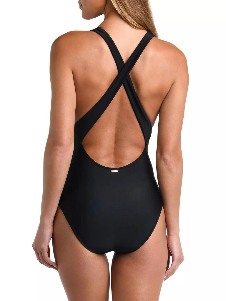 L'Agence Solids Lisa Plunge One-Piece Swimsuit 4