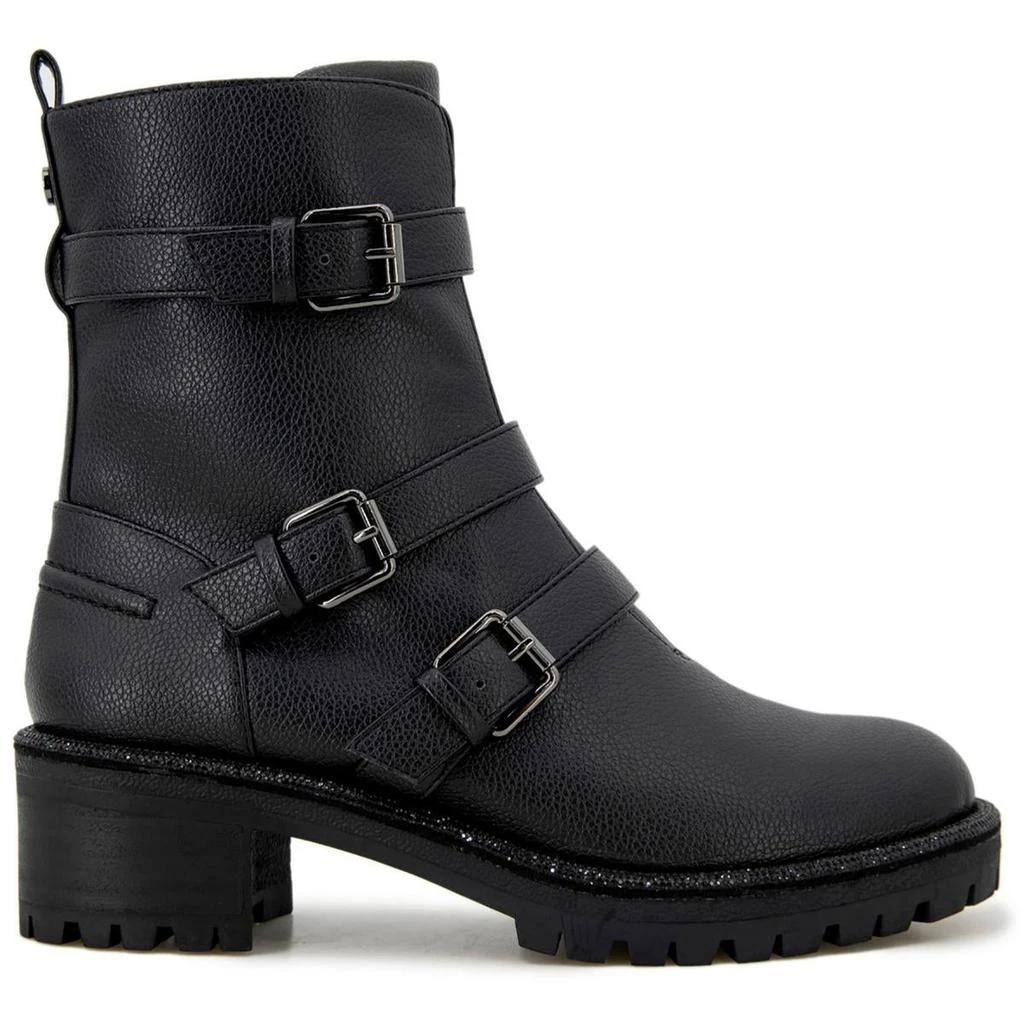 Kenneth Cole Tate Womens Faux Leather Rhinestone Motorcycle Boots 2