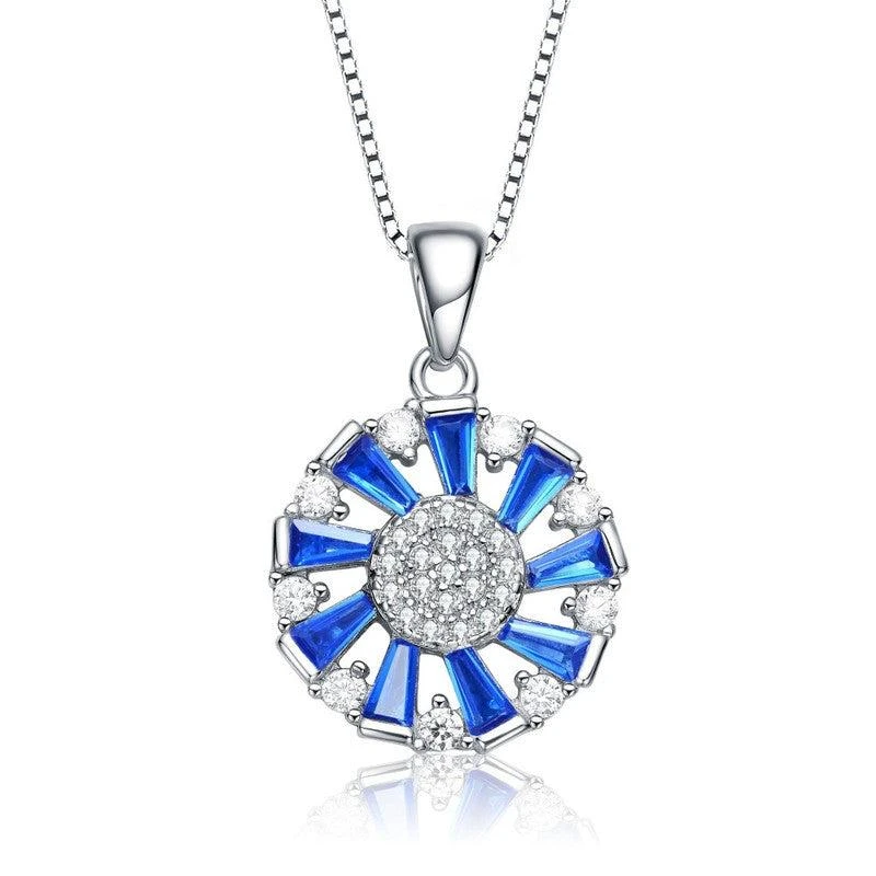 Genevive Sterling Silver with Colored Baguette Cubic Zirconia Wreath Pendant Necklace 4