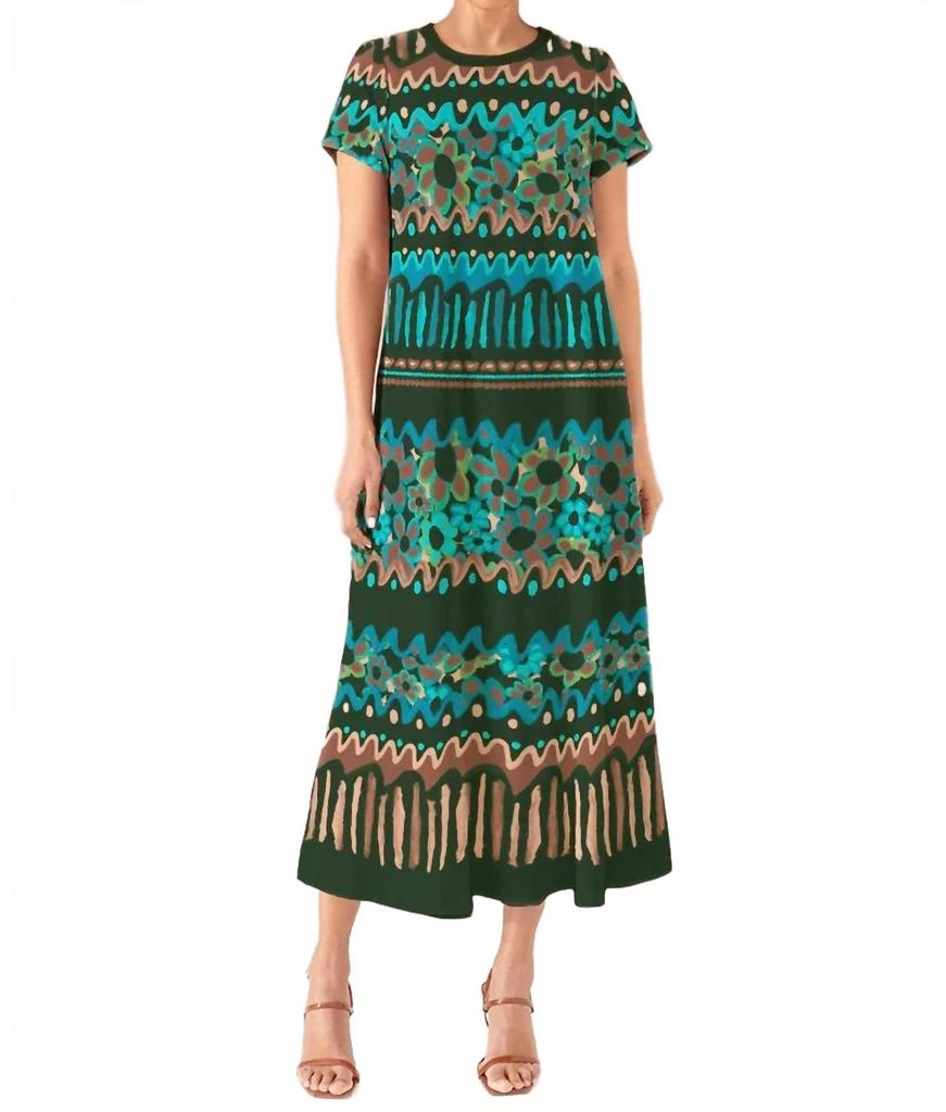 Alivia Charise T-Shirt Dress In Green Multi