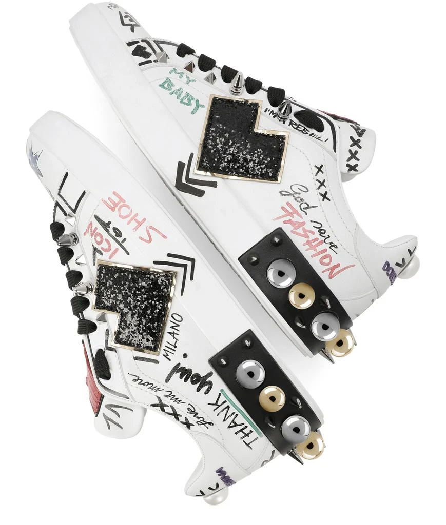 Dolce & Gabbana Printed calfskin Portofino sneakers with patch 7