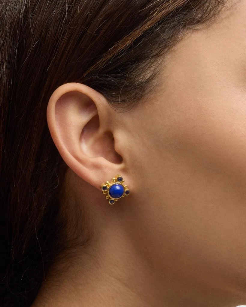 Elizabeth Locke 19K Lapis Stud Earrings with Blue Sapphires 2