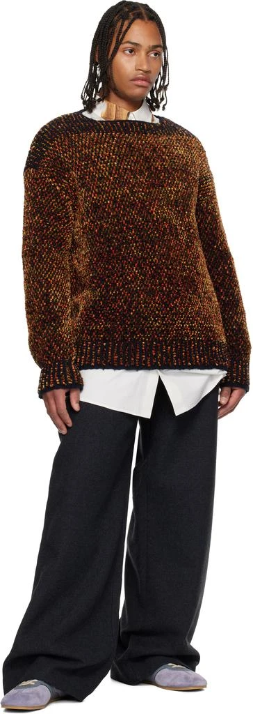 Dries Van Noten Black 
Orange Jacquard Sweater 4
