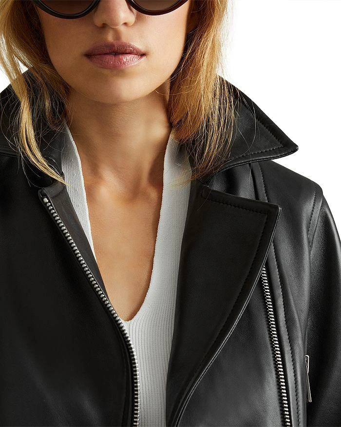 REISS Febe Belted Leather Moto Jacket 4