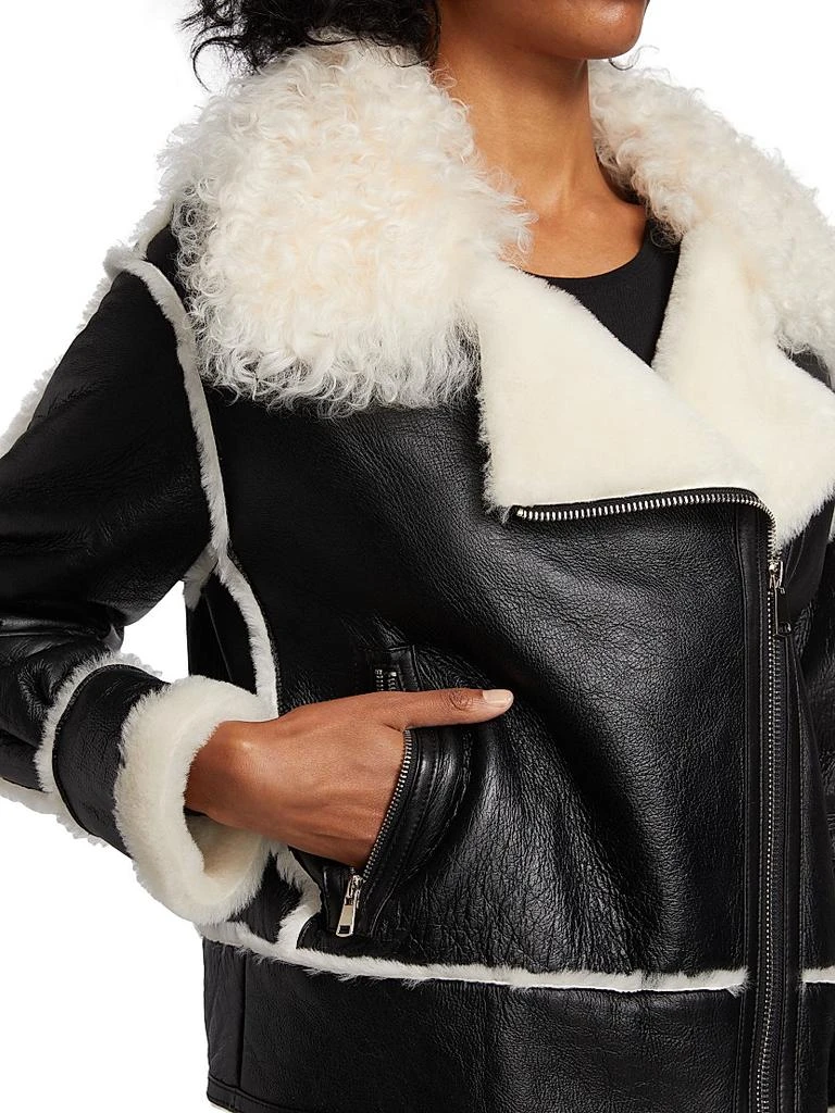 Maximilian Leather Shearling-Trimmed Moto Jacket 6