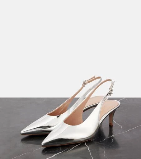Gianvito Rossi 55 metallic leather slingback pumps 4