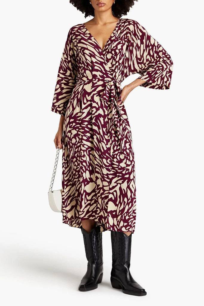 ba&sh Goa pleated printed crepe de chine midi wrap dress 2