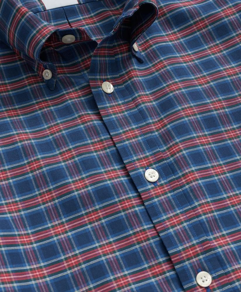 Brooks Brothers Stretch Cotton Non-Iron Oxford Polo Button Down Collar, Tartan Shirt