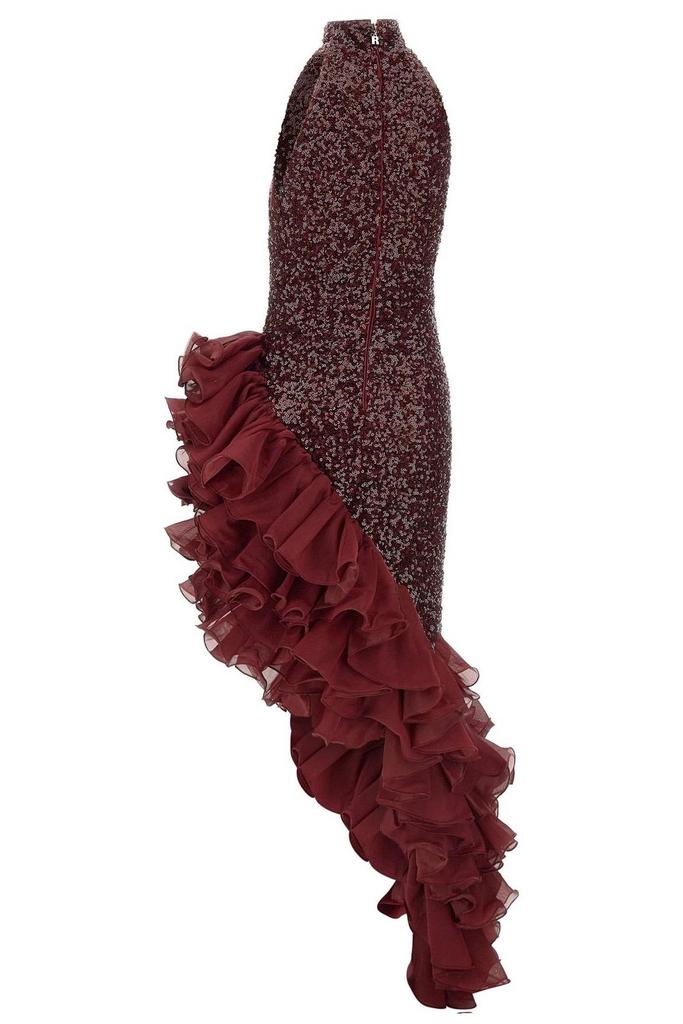 ROTATE Birger Christensen ROTATE Sequin Embellished Midi Ruffle Dress