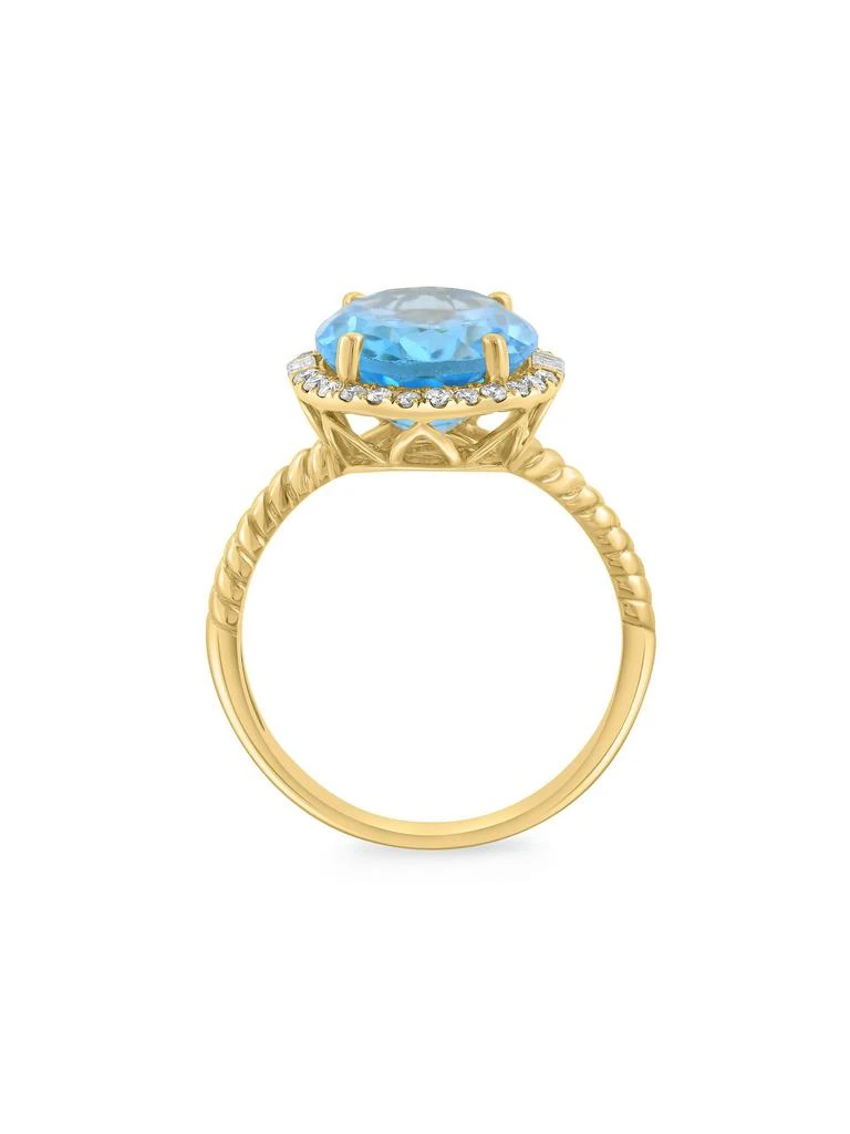 Effy 14K Yellow Gold, Blue Topaz 
0.24 TCW Diamond Halo Ring 4