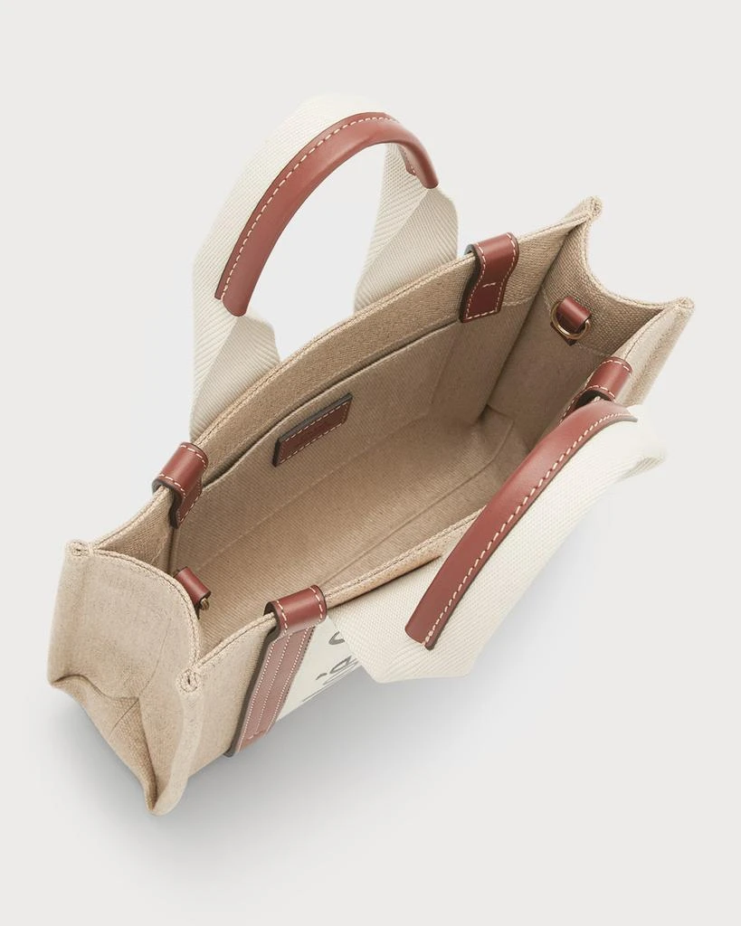 Chloé Woody Small Tote Bag in Linen with Crossbody Strap 4
