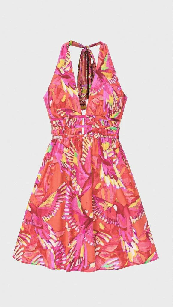 Farm Rio Flying Birds Orange Mini Dress Sleeveless 7