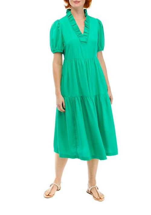 Crown & Ivy™ Ivy Womens Ruffle V Neck Midi Dress 1