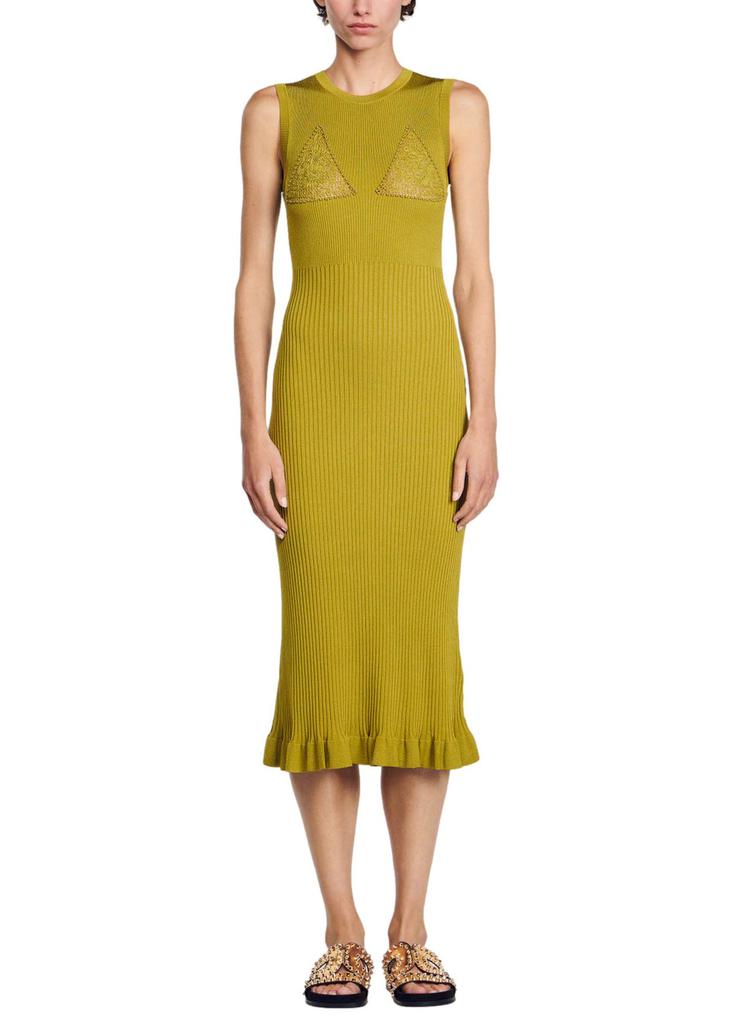 SANDRO Knit midi dress