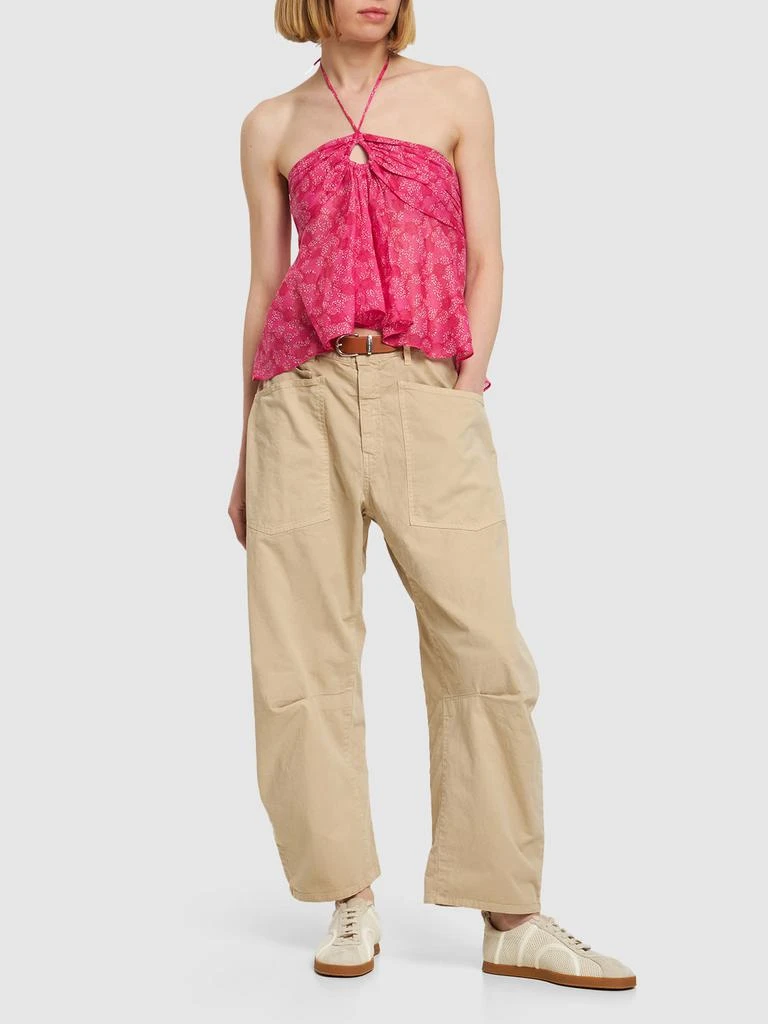MARANT ETOILE Gabao Floral Print Cotton Top W/ Ruffles 1