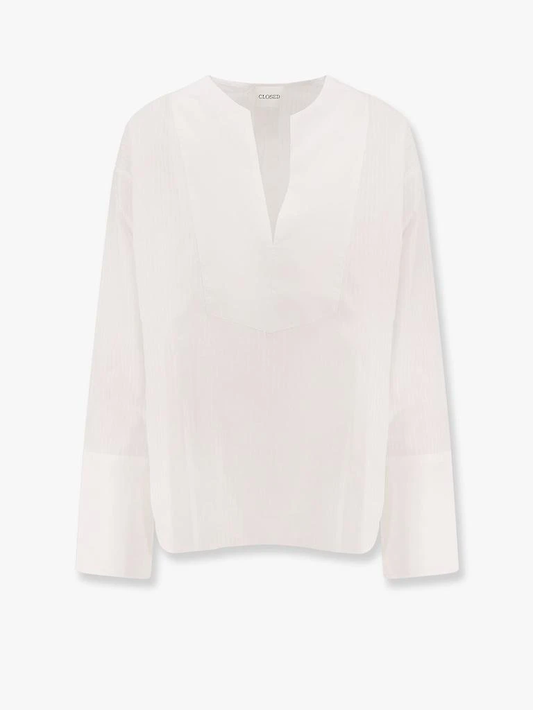 Closed Cotton striped shirt with rounded collar 1