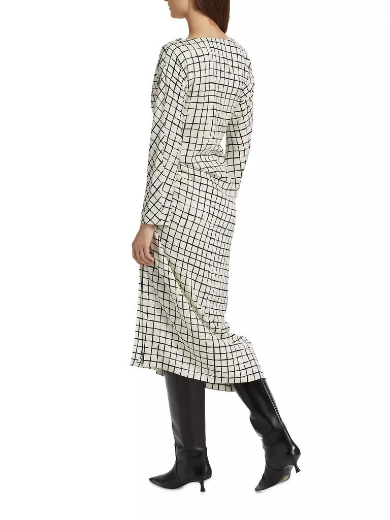 Dries Van Noten Didi Grid Silk-Blend Gathered Midi-Dress 5