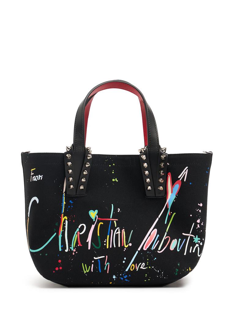 VIP【送料関税込】ChristianLouboutin Shopping frangibus Small Frangibus Small printed canvas tote bag in black - Christian