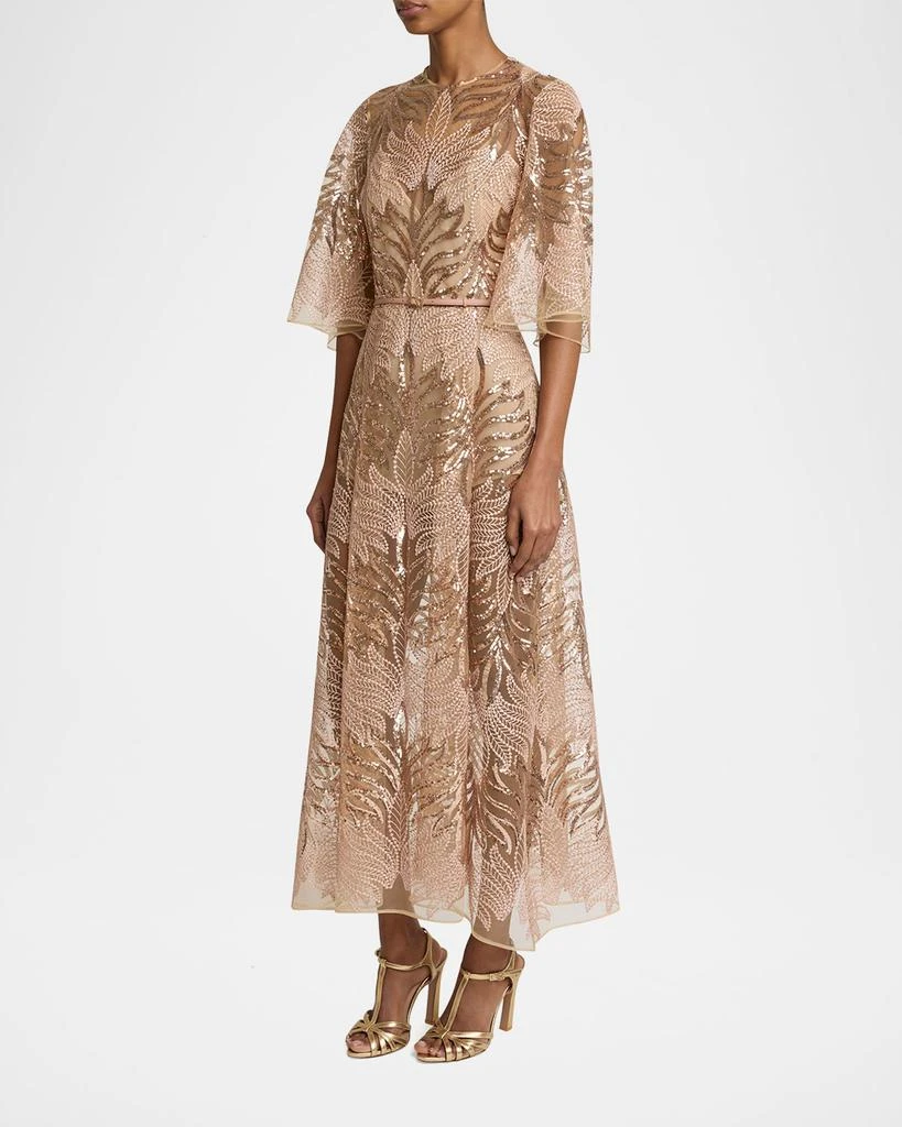 Elie Saab Sequin Embroidered Tulle Midi Dress 4