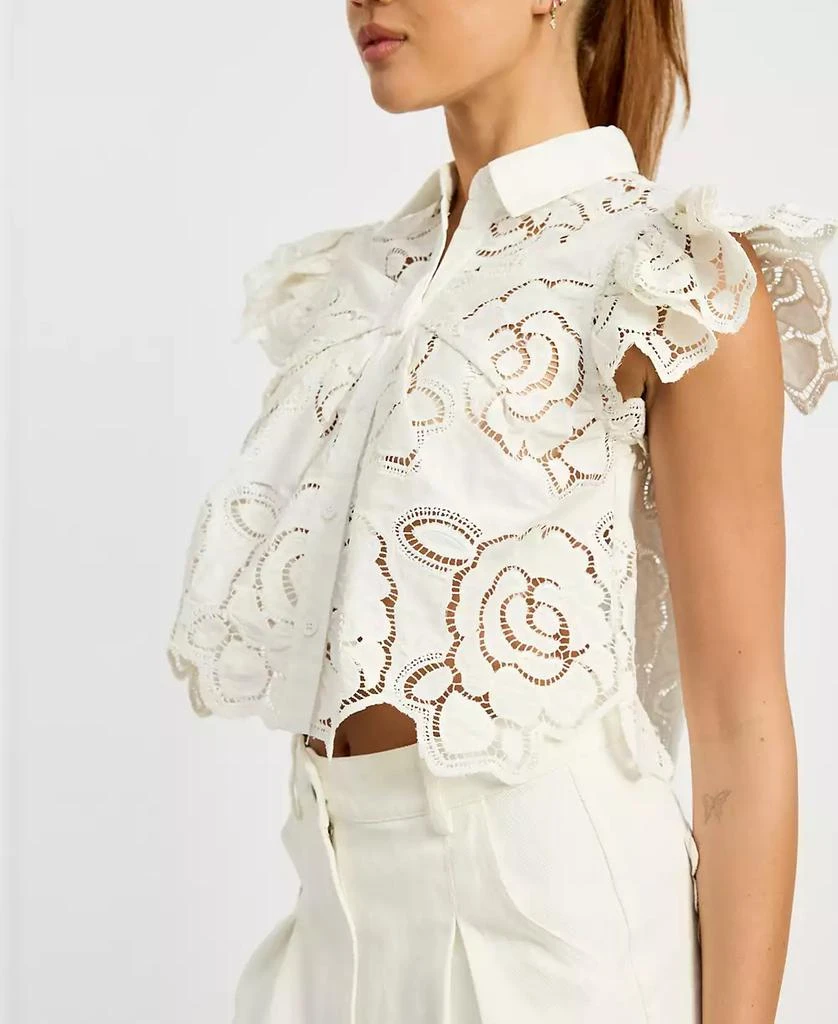 En Saison Women's Chloe Flutter-Sleeve Broderie Anglaise Top 5