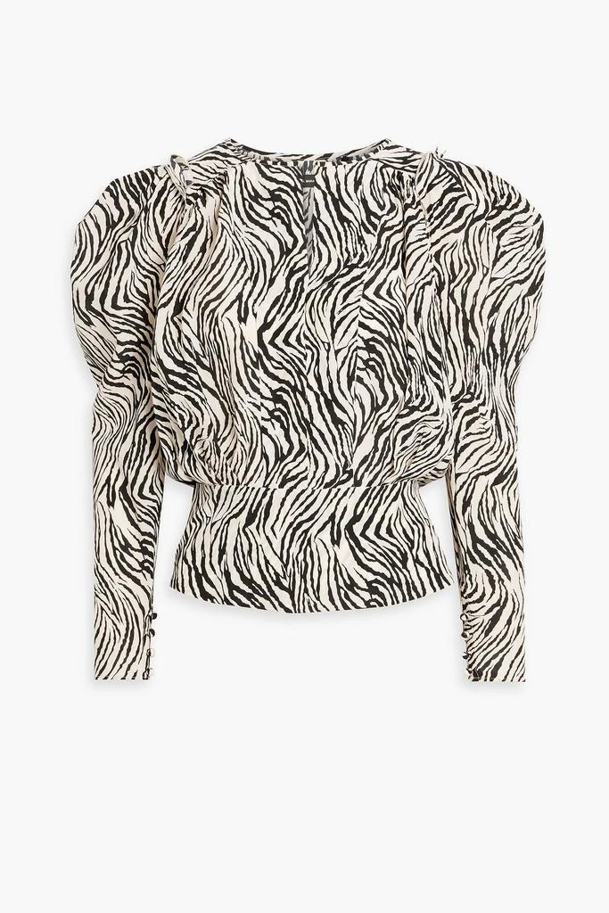 Isabel Marant Zarga pleated zebra-print silk-blend crepe de chine blouse 1