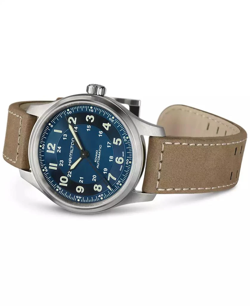 Hamilton Men's Swiss Automatic Khaki Field Brown Leather Strap Watch 42mm 4