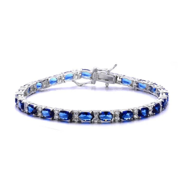 Rachel Glauber White Gold Plated with Colored Cubic Zirconia Tennis Bracelet