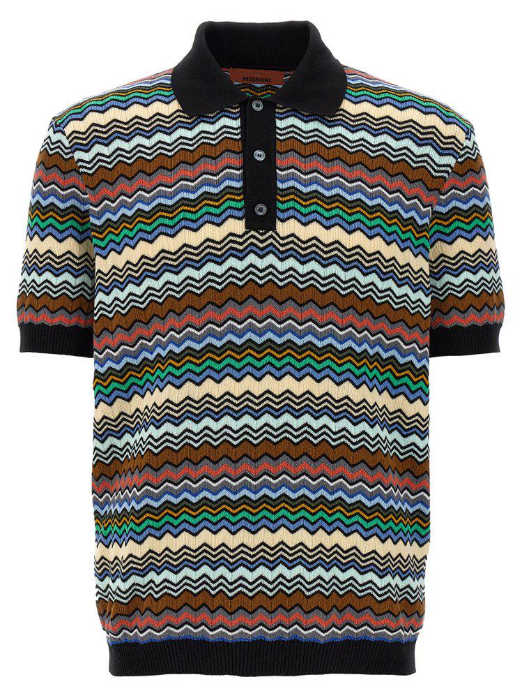 Missoni Missoni Zig Zag Short-Sleeved Knit Polo Shirt