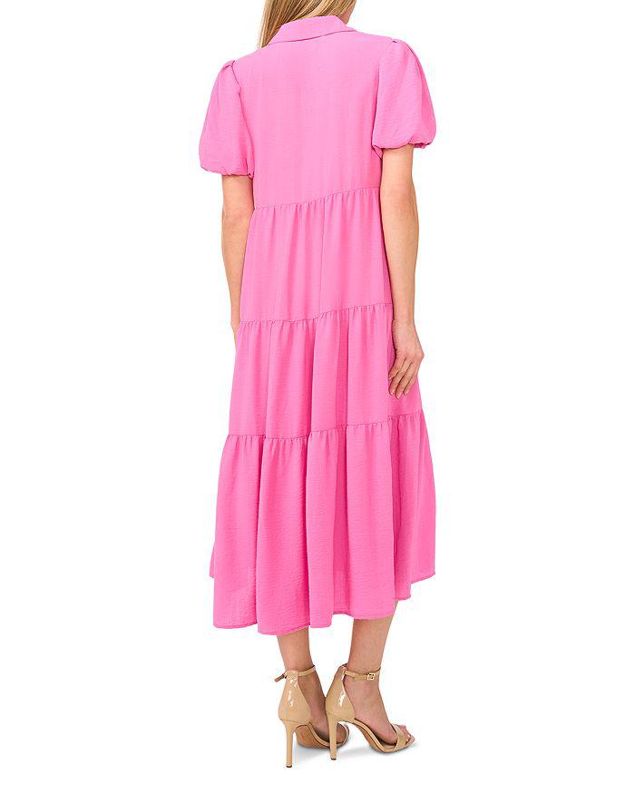 CeCe Short Sleeve Tiered Maxi Shirt Dress