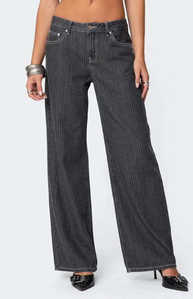 Edikted Pinstripe Low Rise Jeans 2