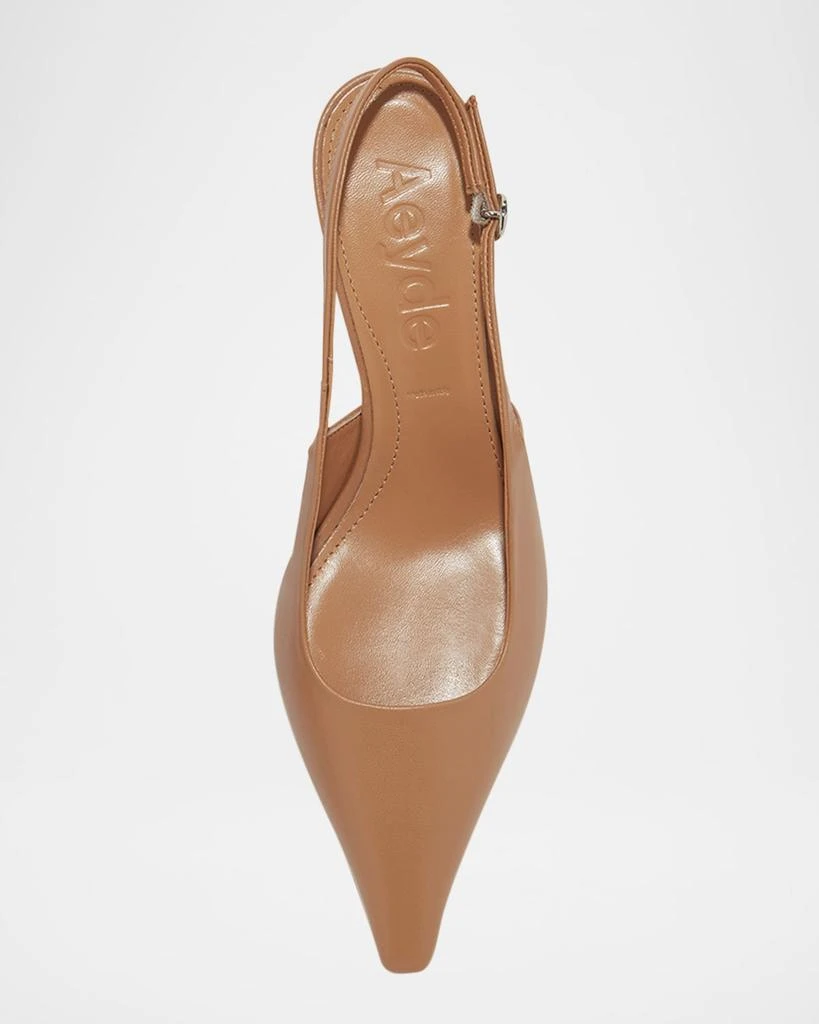 AEYDE Catrina Leather Kitten-Heel Slingback Pumps 5