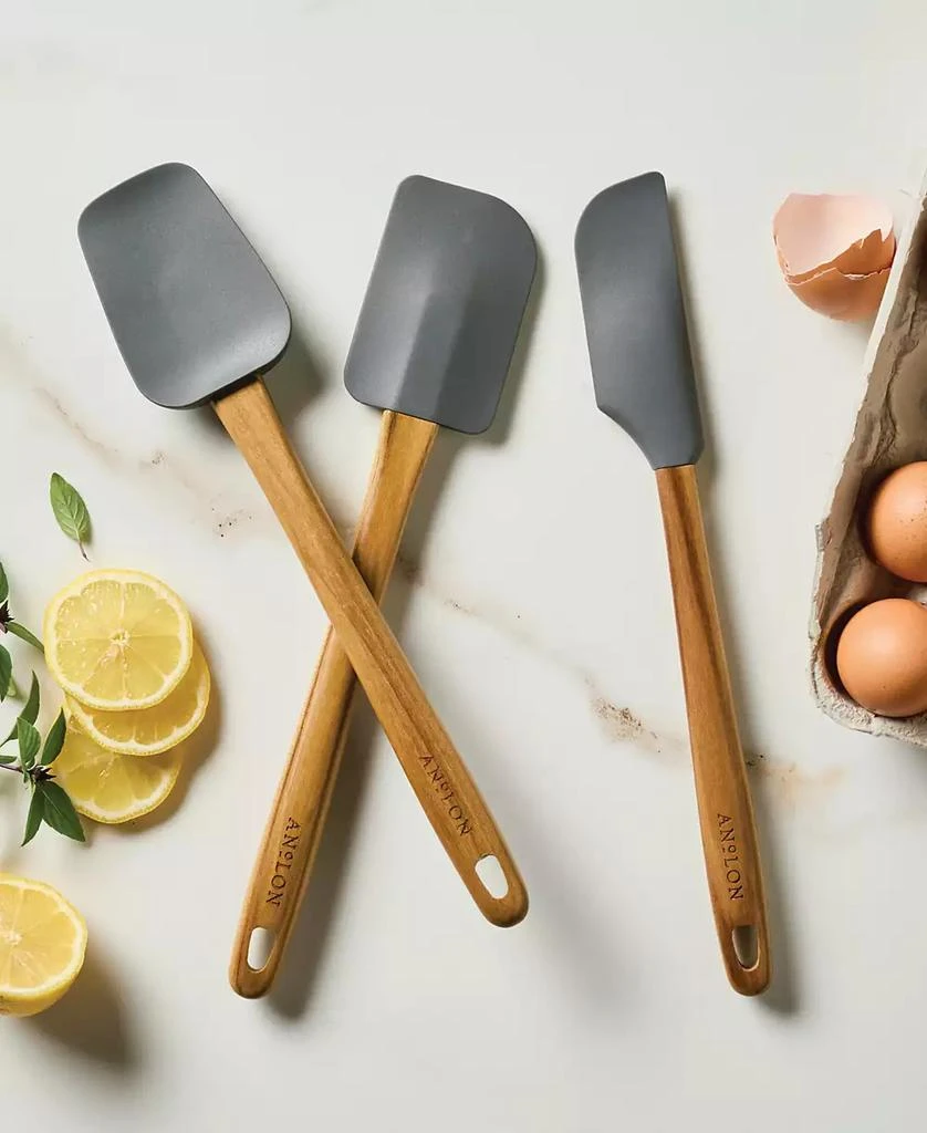 Anolon 3-Piece Silicone Teak Handled Spatula Set 5