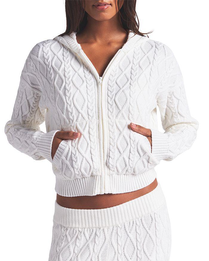 SKIMS Snow Bunny Cable Knit Shrunken Hoodie