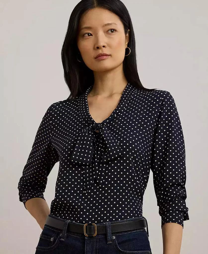 Ralph Lauren Women's Polka-Dot Georgette Tie-Neck Blouse 3