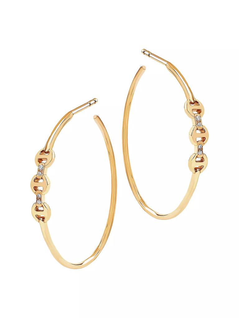 Hoorsenbuhs Tri-Link 18K Yellow Gold & Diamond Mini Hoop Earrings