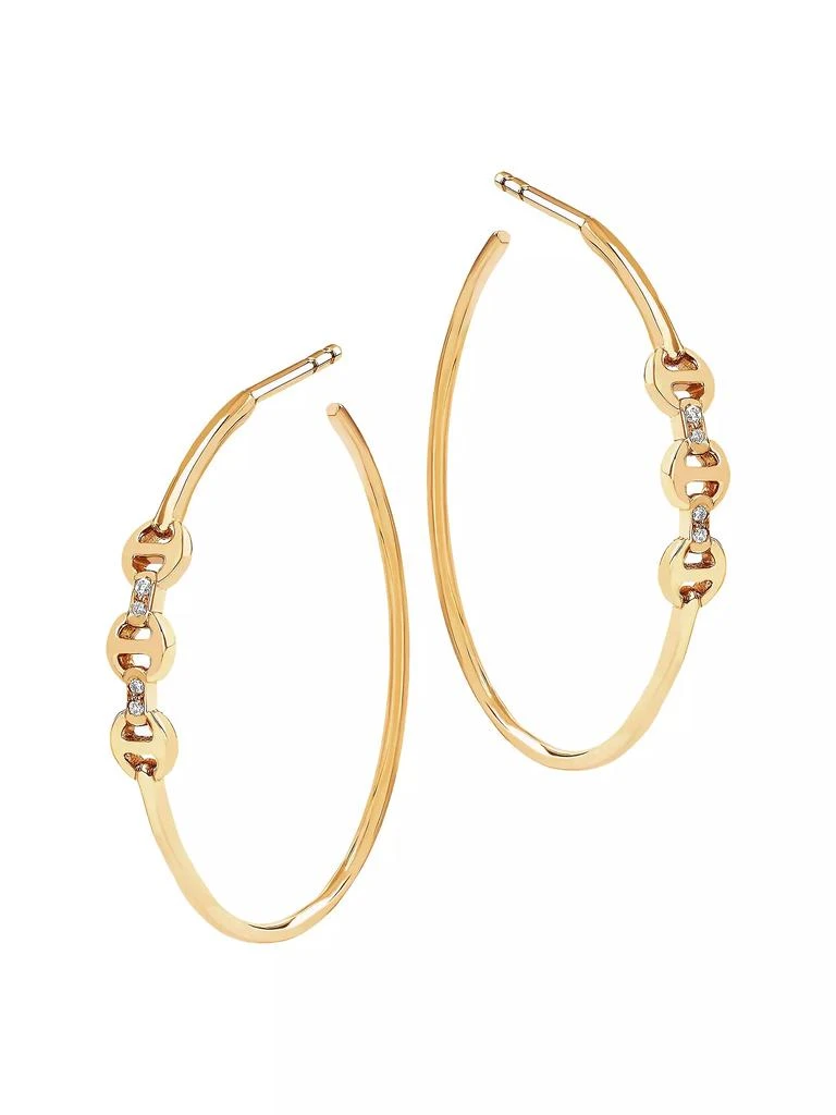Hoorsenbuhs Tri-Link 18K Yellow Gold & Diamond Mini Hoop Earrings 1