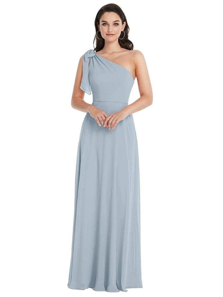 After Six Draped One-Shoulder Maxi Dress with Scarf Bow 1