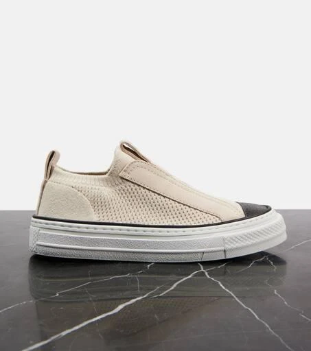 Brunello Cucinelli Suede-trimmed canvas sneakers 5