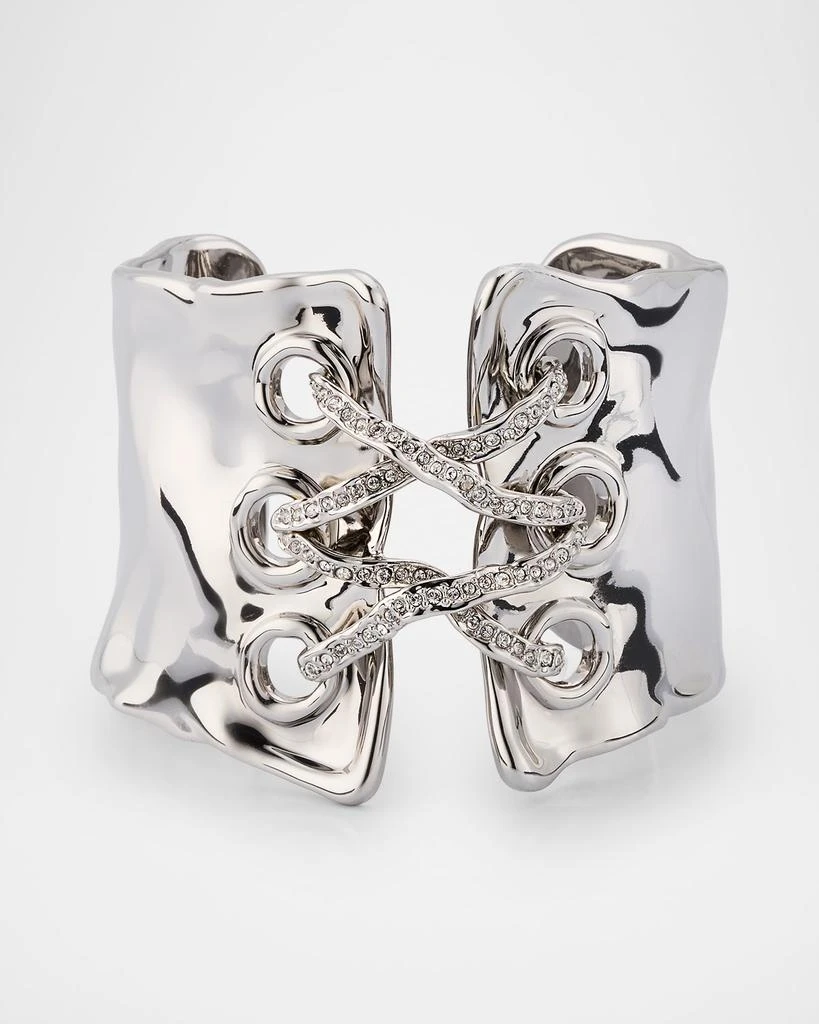 Alexis Bittar Solanales Silver Crystal Lace Up Cuff Bracelet