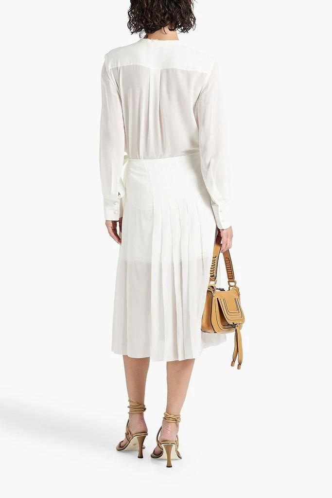Chloé Lace-trimmed crepe de chine midi wrap skirt 3