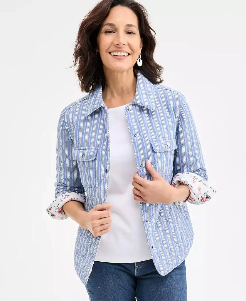 Style & Co Petite Patricia Reversible Quilted Cotton Shacket, Exclusively at Macy's 1