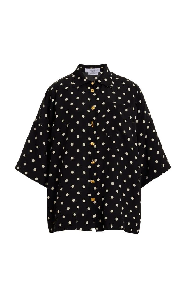 FRANÇOISE FRANÇOISE - Exclusive Zaoua Polka-Dot Deadstock-Silk Shirt - Black/white - FR 40 - Moda Operandi 1