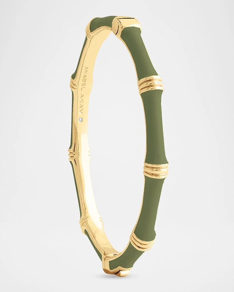 Anabel Aram Jewelry Bamboo Enameled Hinged Bangle, Green 2