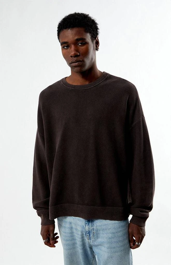 PacSun Brown Textured Crew Neck Sweater 1