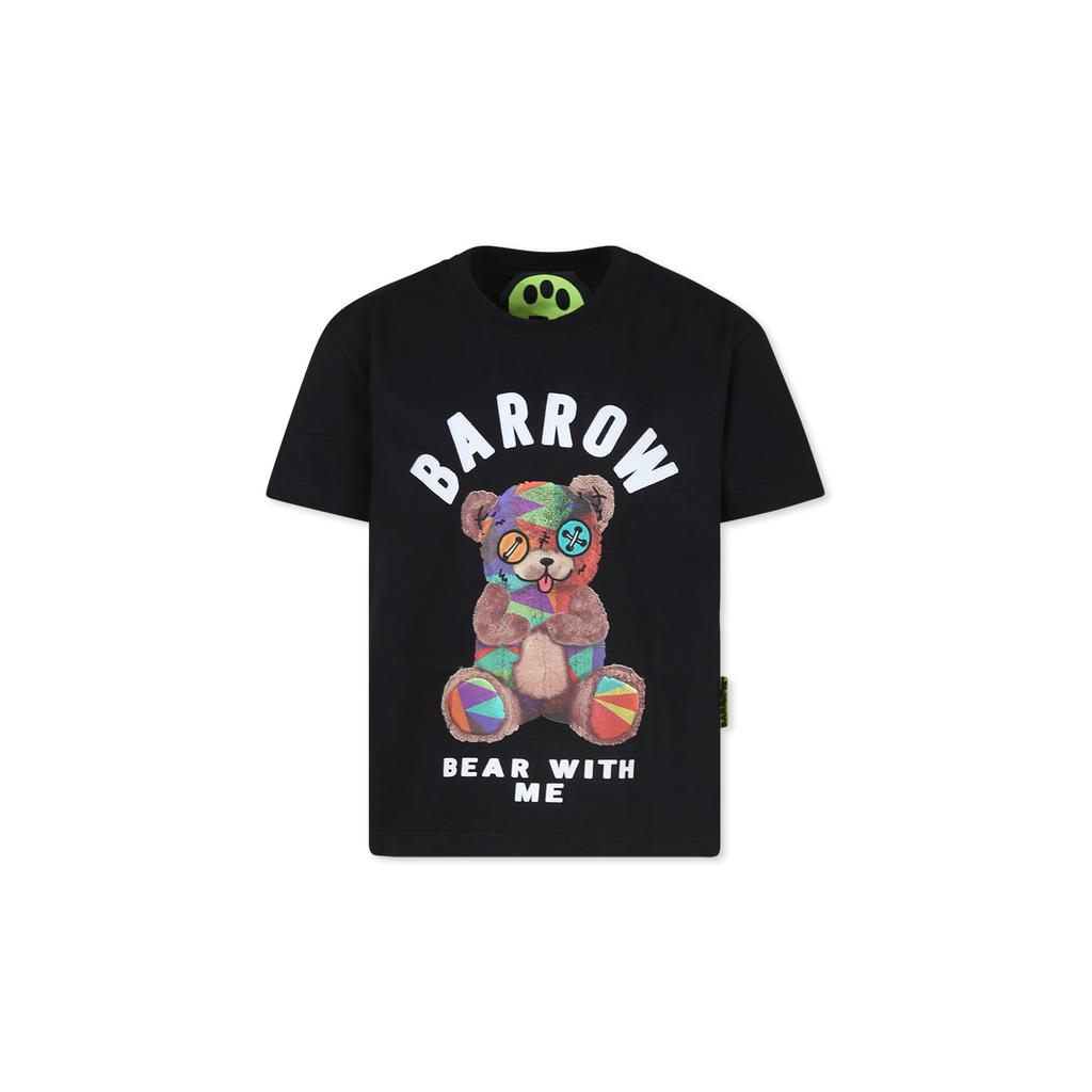 BARROW Black T-shirt For Kids With Bear Print